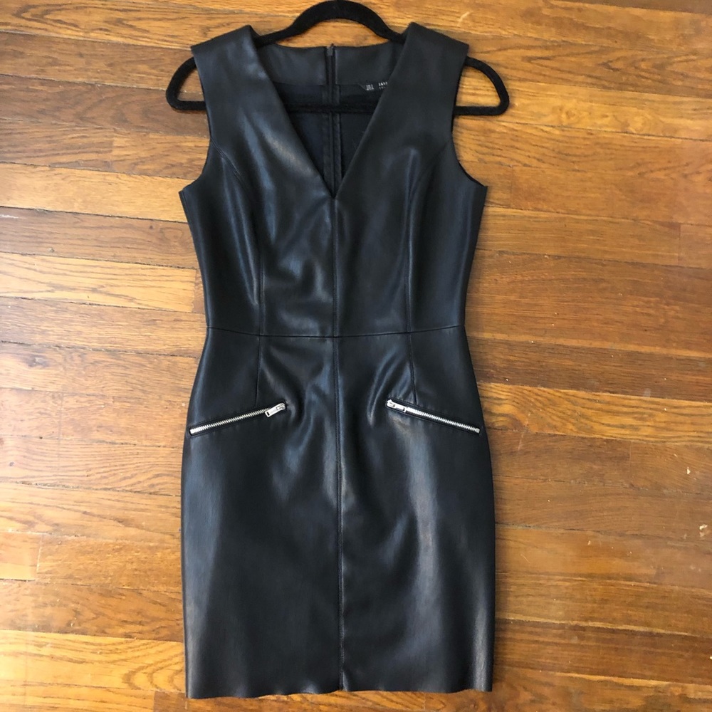 Black leather dress